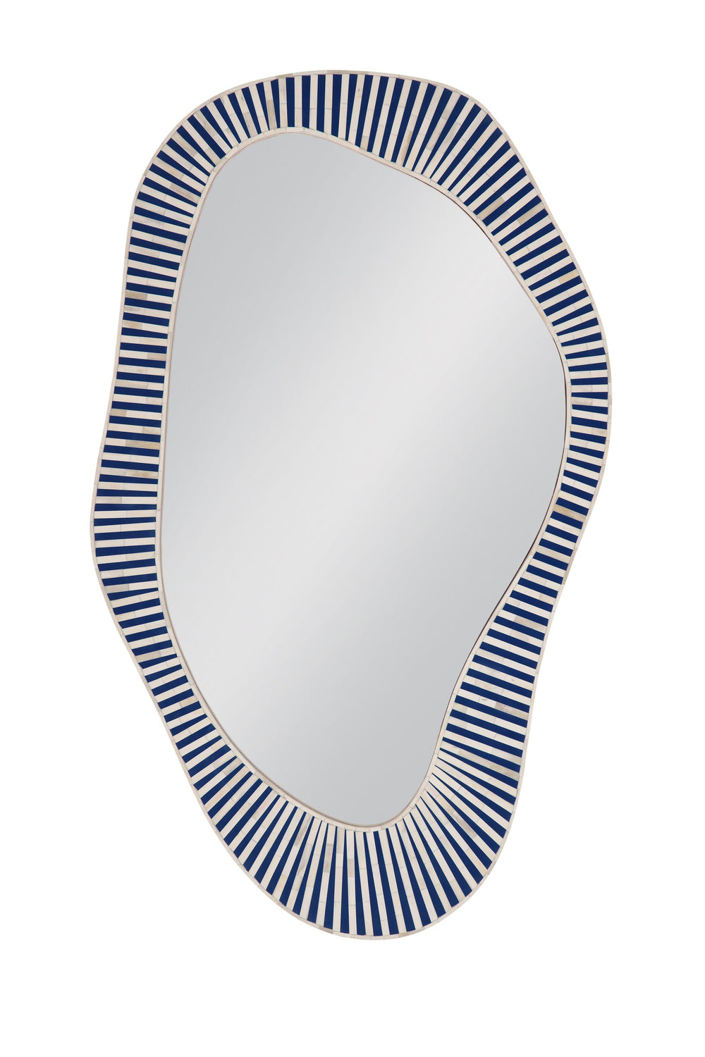 Basset Mirror Rhodes Wall Mirror - Contemporary Coastal Design With Striking Blue & White Bone Inlay Frame Blue Bone,Resin,Glass,Mdf M5266