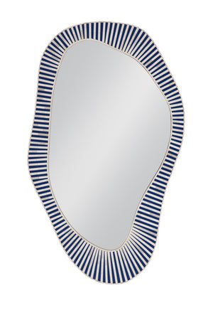 Basset Mirror Rhodes Wall Mirror - Contemporary Coastal Design With Striking Blue & White Bone Inlay Frame Blue Bone,Resin,Glass,Mdf M5266