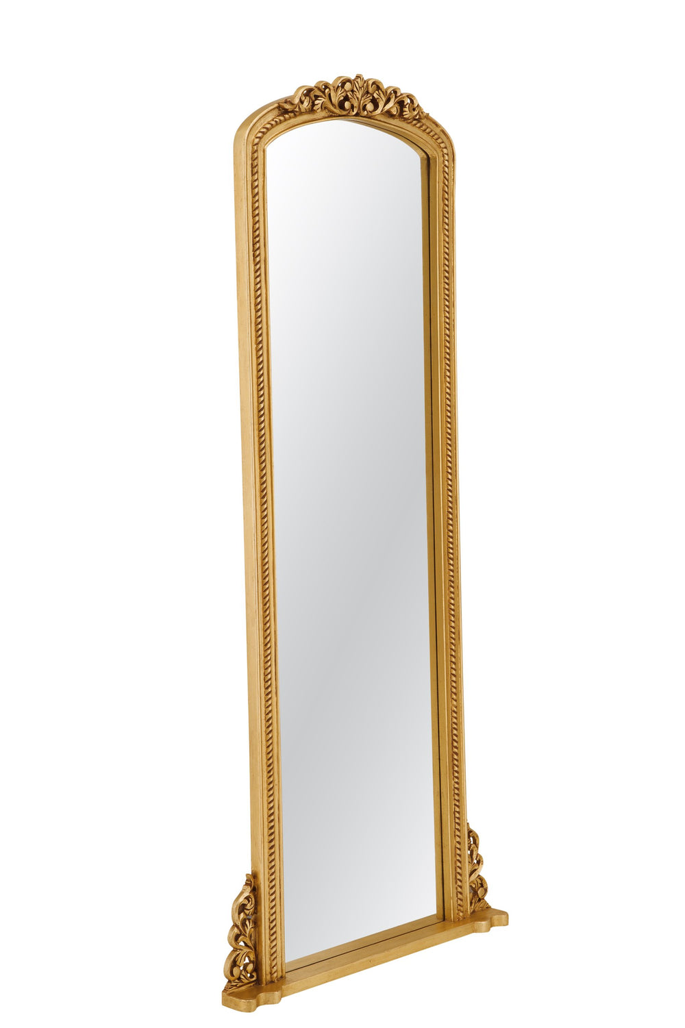 Basset Mirror Cena Floor Mirror - Elegant Arched Design With Antique Gold Finish, Victorian Charm For Luxury Décor Gold Wood,Mirror Glass M5267