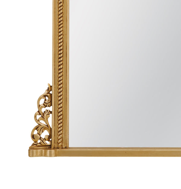 Basset Mirror Cena Floor Mirror - Elegant Arched Design With Antique Gold Finish, Victorian Charm For Luxury Décor Gold Wood,Mirror Glass M5267