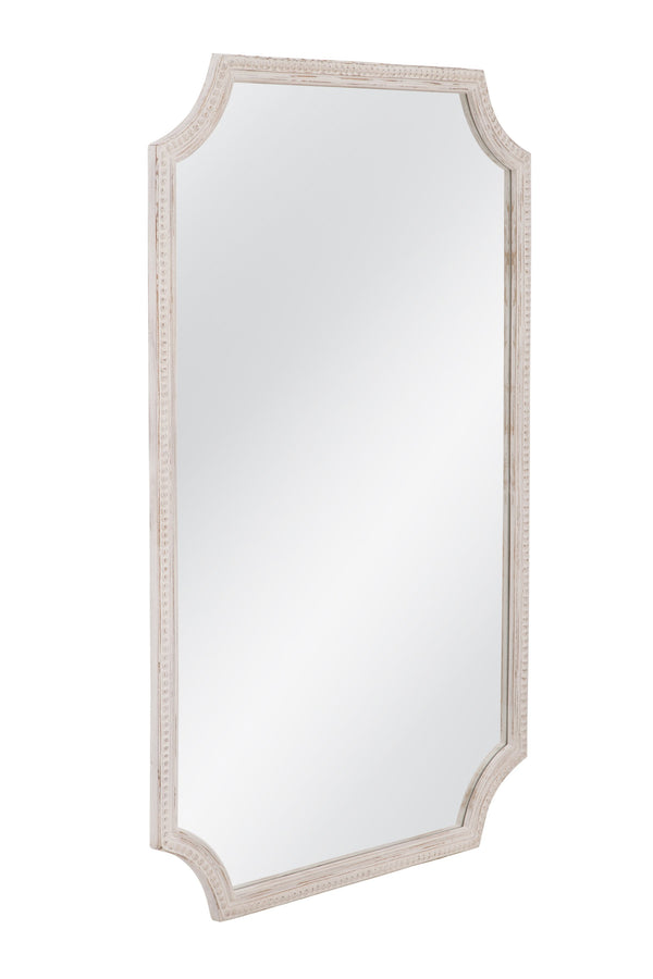 Basset Mirror Hendrix Wall Mirror – Coastal-inspired Rustic Charm With Distressed White Frame For Any Space Decor Cream Wood,Mirror Glass M5270