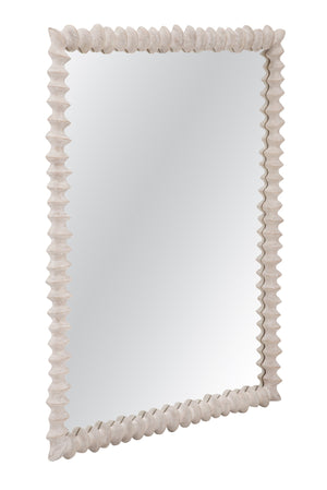 Basset Mirror Churchill Wall Mirror - Artisan-crafted Rectangular Design In Distressed White Wash Finish For Timeless Elegance Cream Wood,Mirror Glass M5271
