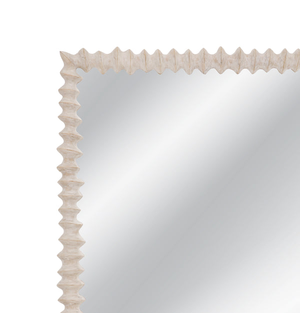 Basset Mirror Churchill Wall Mirror - Artisan-crafted Rectangular Design In Distressed White Wash Finish For Timeless Elegance Cream Wood,Mirror Glass M5271