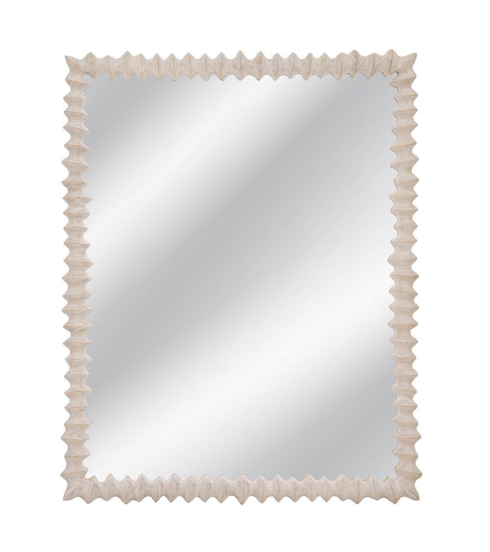 Basset Mirror Churchill Wall Mirror - Artisan-crafted Rectangular Design In Distressed White Wash Finish For Timeless Elegance Cream Wood,Mirror Glass M5271