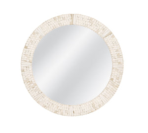 Basset Mirror Getty Wall Mirror - Artisanal Bone Frame In Cream Finish, Adds Warmth & Elegance To Any Decor Cream Bone,Mirror Glass M5273