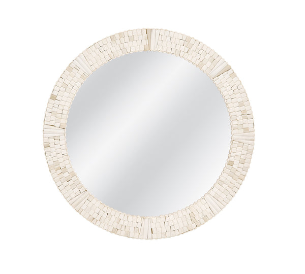 Basset Mirror Getty Wall Mirror - Artisanal Bone Frame In Cream Finish, Adds Warmth & Elegance To Any Decor Cream Bone,Mirror Glass M5273