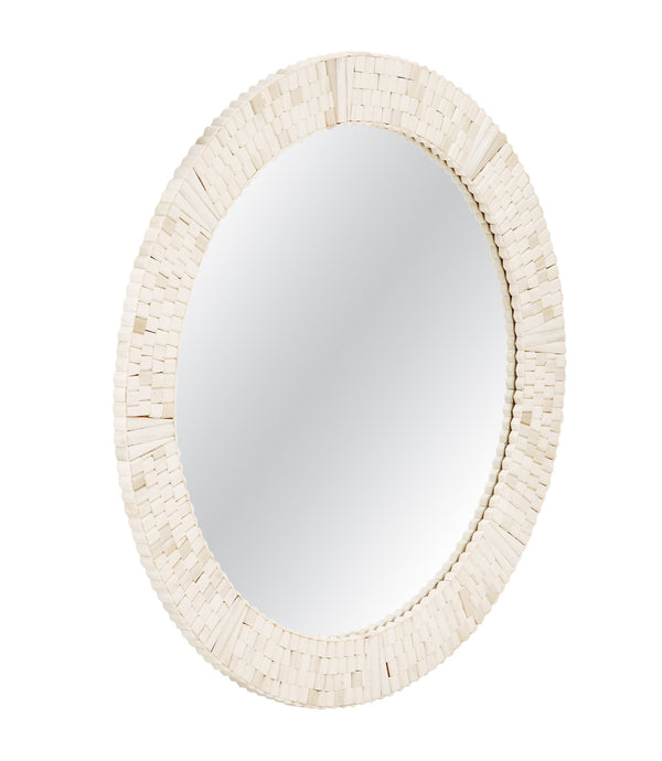 Basset Mirror Getty Wall Mirror - Artisanal Bone Frame In Cream Finish, Adds Warmth & Elegance To Any Decor Cream Bone,Mirror Glass M5273