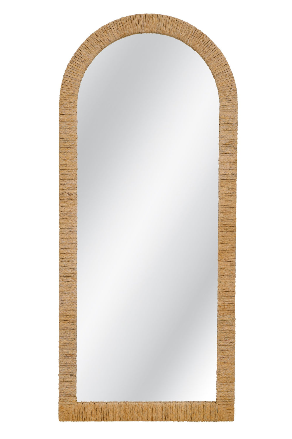 Basset Mirror Jaleene Floor Mirror: Coastal-inspired Elegance With Natural Frame & Boho Charm For Any Room Tan Sea Grass,Mirror Glass M5279