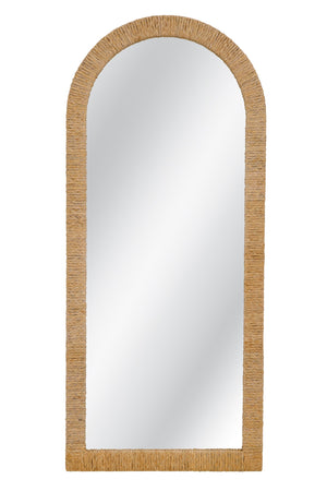 Basset Mirror Jaleene Floor Mirror: Coastal-inspired Elegance With Natural Frame & Boho Charm For Any Room Tan Sea Grass,Mirror Glass M5279