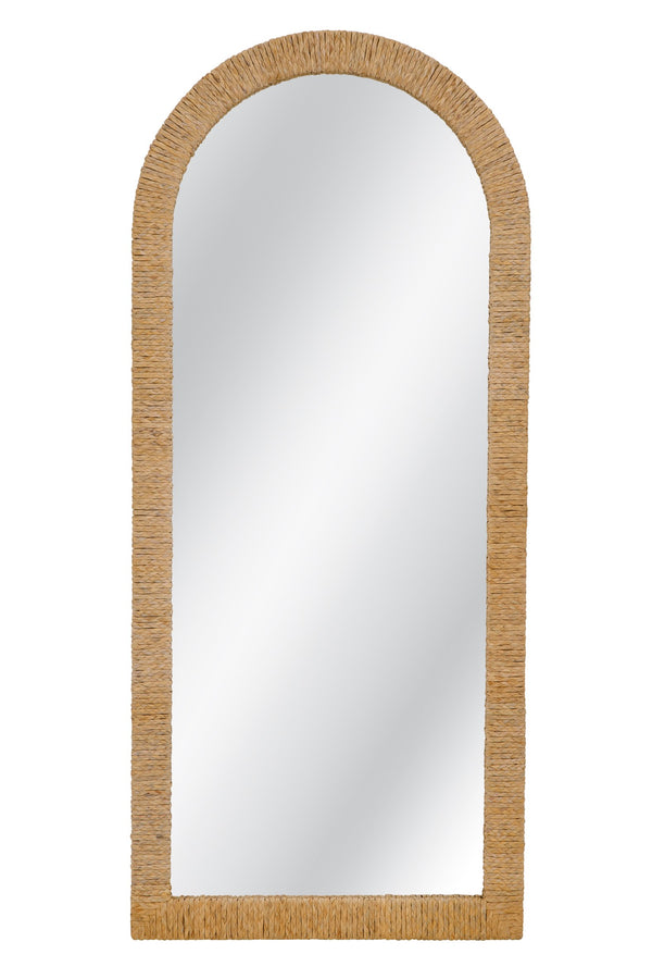 Basset Mirror Jaleene Floor Mirror: Coastal-inspired Elegance With Natural Frame & Boho Charm For Any Room Tan Sea Grass,Mirror Glass M5279