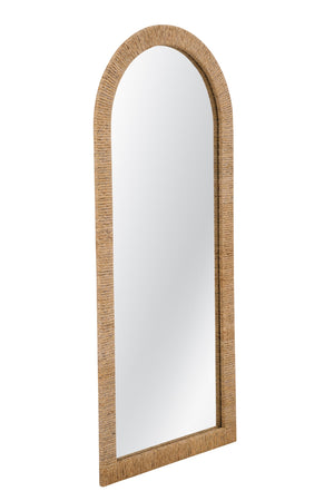 Basset Mirror Jaleene Floor Mirror: Coastal-inspired Elegance With Natural Frame & Boho Charm For Any Room Tan Sea Grass,Mirror Glass M5279