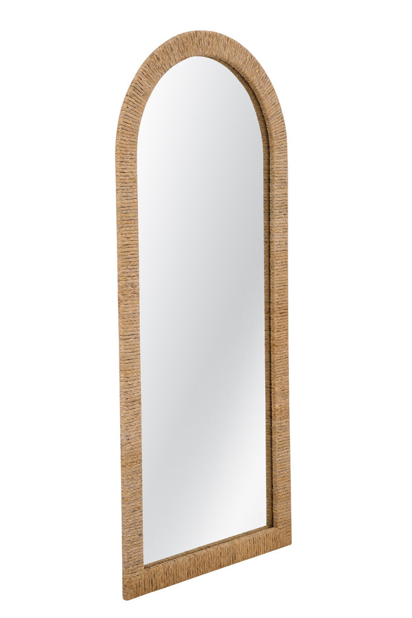 Basset Mirror Jaleene Floor Mirror: Coastal-inspired Elegance With Natural Frame & Boho Charm For Any Room Tan Sea Grass,Mirror Glass M5279