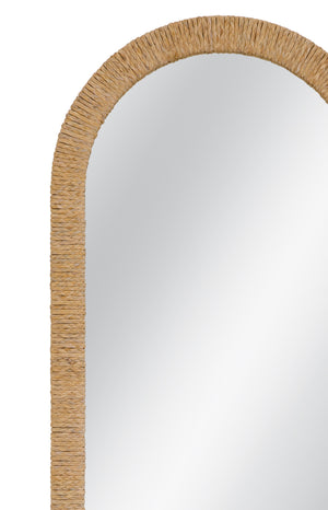 Basset Mirror Jaleene Floor Mirror: Coastal-inspired Elegance With Natural Frame & Boho Charm For Any Room Tan Sea Grass,Mirror Glass M5279