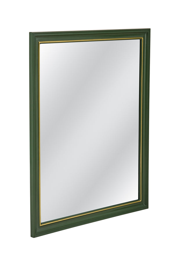 Basset Mirror Malvern Wall Mirror – Elegant Green Frame With Gold Trim, Timeless Design For Sophisticated Spaces Green Resin,Mirror Glass M5288