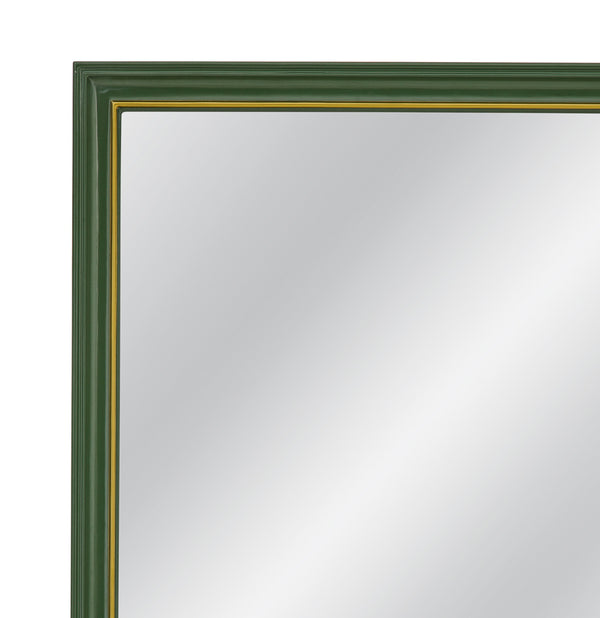 Basset Mirror Malvern Wall Mirror – Elegant Green Frame With Gold Trim, Timeless Design For Sophisticated Spaces Green Resin,Mirror Glass M5288