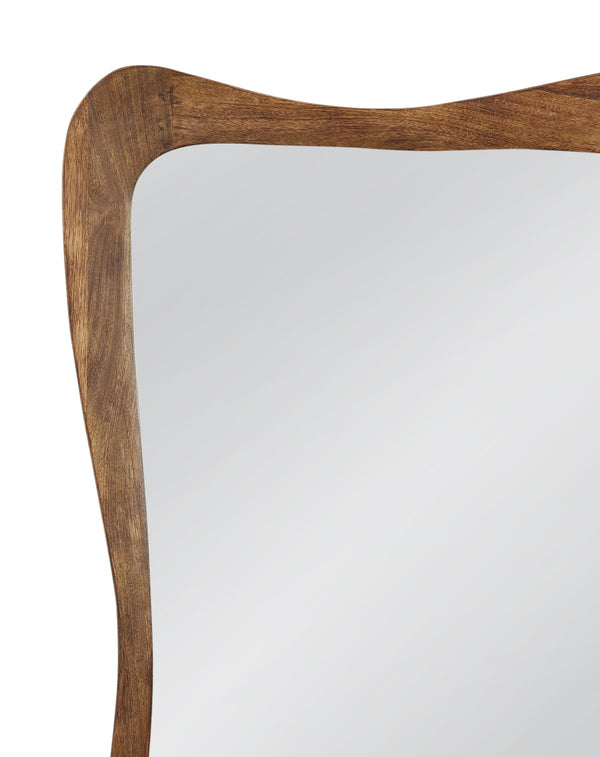 Basset Mirror Penelope Wall Mirror: Elegant Organic Design In Warm Walnut, Perfect For Boho-chic Home Decor Brown Mango Wood,Glass M5296