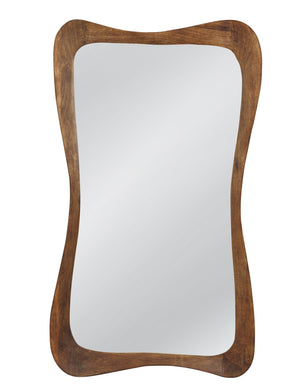 Basset Mirror Penelope Wall Mirror: Elegant Organic Design In Warm Walnut, Perfect For Boho-chic Home Decor Brown Mango Wood,Glass M5296