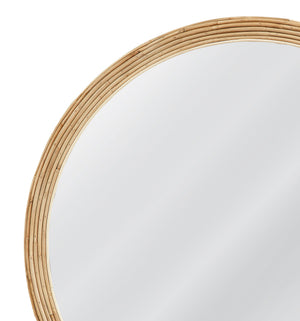 Basset Mirror Grayson Wall Mirror: Round Rattan Frame With Coastal Charm For A Breezy, Boho-inspired Accent Decor Tan Cane,Mirror Glass M5298