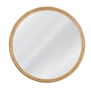 Basset Mirror Grayson Wall Mirror: Round Rattan Frame With Coastal Charm For A Breezy, Boho-inspired Accent Decor Tan Cane,Mirror Glass M5298