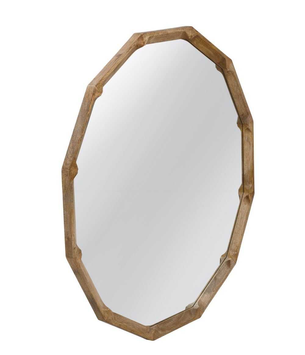 Basset Mirror Eloise Octagonal Wall Mirror - Boho-chic Design With Warm Mango Wood Frame For Coastal Charm Natural Mango Wood,Glass M5308
