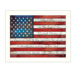 English Elm "pledge of Allegiance" Marla Rae Hand Lettered Patriotic Art White Framed Print B06786165