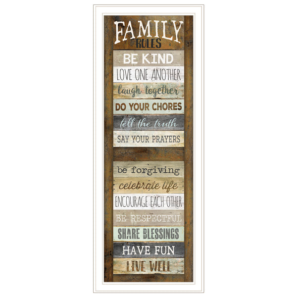 English Elm "family Rules" Shutter Framed Print Farmhouse Typographic Art Ready to Hang Decor B06787657