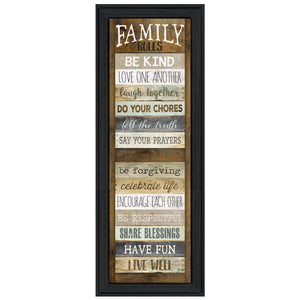 English Elm "family Rules" Typographic Shutter Print Framed Wall Art for Entryway or Hallway B06787658