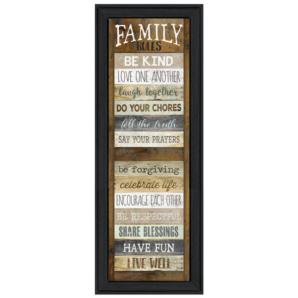 English Elm "family Rules" Typographic Shutter Print Framed Wall Art for Entryway or Hallway B06787658