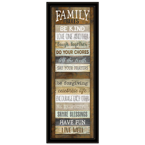 English Elm "family Rules" Typographic Shutter Print Black Framed Wall Art for Home Decor B06787659