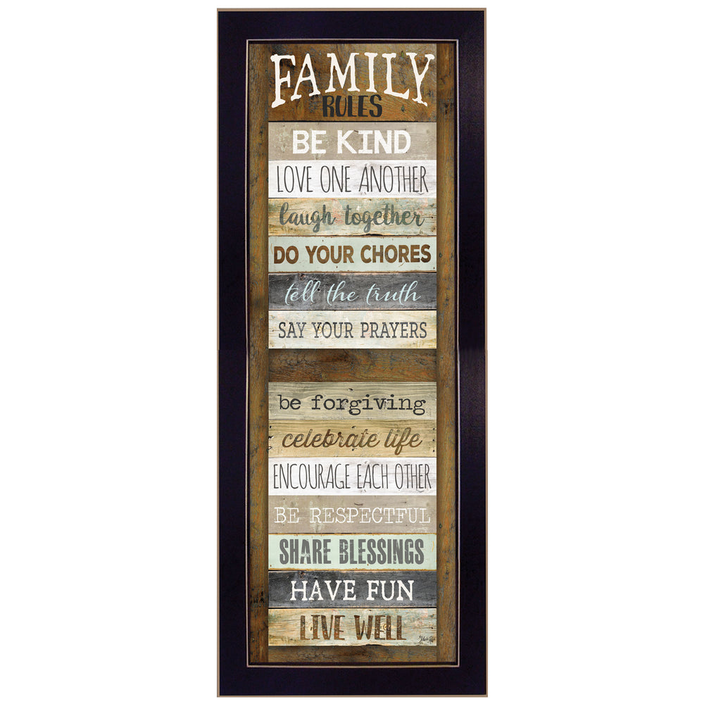 English Elm "family Rules" Marla Rae Typographic Shutter Art Black Framed Ready to Hang Print B06786207
