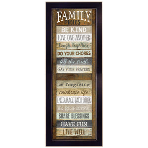 English Elm "family Rules" Marla Rae Typographic Shutter Art Black Framed Ready to Hang Print B06786207