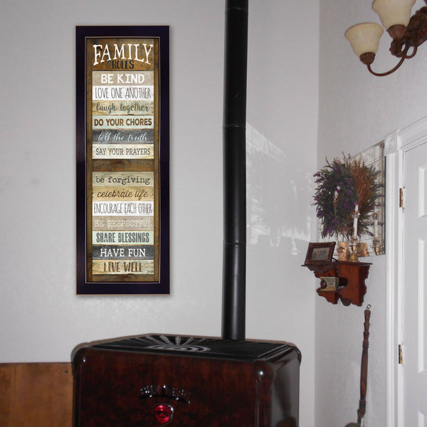 English Elm "family Rules" Marla Rae Typographic Shutter Art Black Framed Ready to Hang Print B06786207