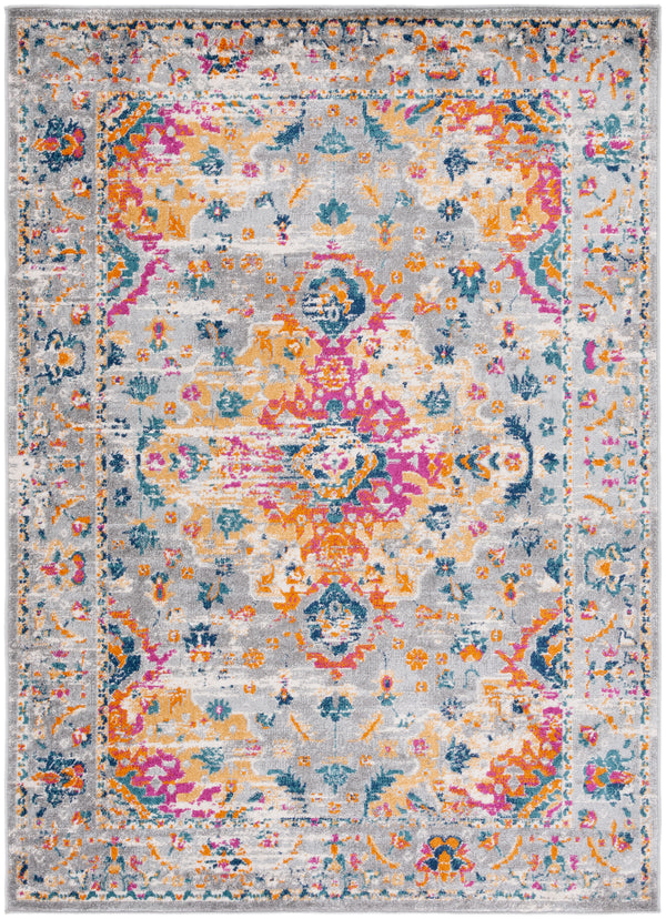Safavieh Madison Transitional Area Rug – Stunning Grey And Fuchsia Design, Perfect For Modern Elegance Grey ,Fuchsia Polypropylene Pile Mad154f-3sq