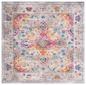 Safavieh Madison Transitional Area Rug – Stunning Grey And Fuchsia Design, Perfect For Modern Elegance Grey ,Fuchsia Polypropylene Pile Mad154f-3sq