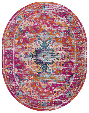 Safavieh Madison 6x8 Oval Area Rug In Fuchsia & Gold - Luxurious Transitional Design With Floral Motifs Fuchsia ,Gold Polypropylene Pile Mad154r-68ov