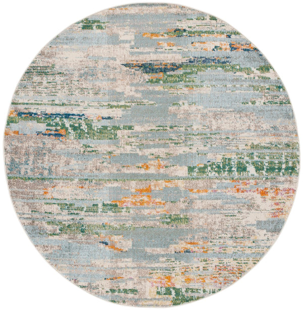 Safavieh Madison 419 Power Loomed Modern Rug Green / Blue 6'-7" x 6'-7" Round