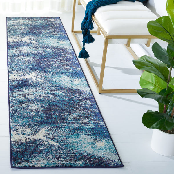 Safavieh Madison Oversized Sage And Ivory Abstract Area Rug With Navy Accents, Low-Profile, Durable Turkish Loomcraft 12'-0" x 15'-0" MAD440N-1215