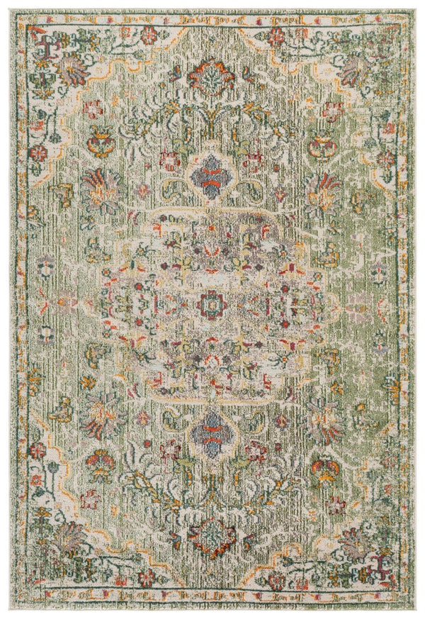 Safavieh Madison Power-Loomed Polypropylene Area Rug Neutral Ivory Tones for Living Rooms Sage / Ivory 5'-3" x 7'-6" MAD447X-5