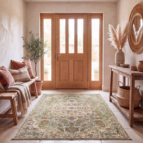Safavieh Madison Power-Loomed Polypropylene Area Rug Neutral Ivory Tones for Living Rooms Sage / Ivory 5'-3" x 7'-6" MAD447X-5