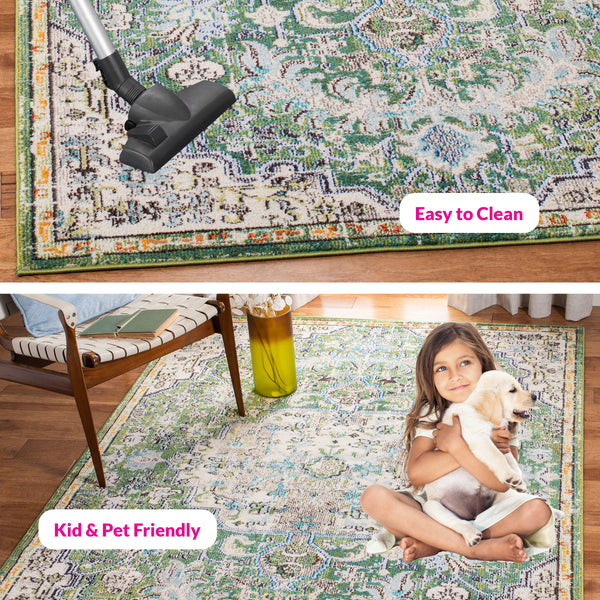 Safavieh Madison Stunning Rectangular Area Rug – Elegant Green & Turquoise Design For Timeless Home Décor Green ,Turquoise 57% Polypropylene,30% Cotton,13% Polyester Mad447y-68