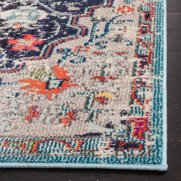 Safavieh Madison Power-Loomed Polypropylene Area Rug Neutral Ivory Tones for Living Rooms Black Teal 2'-0" x 3'-0" MAD447Z-2