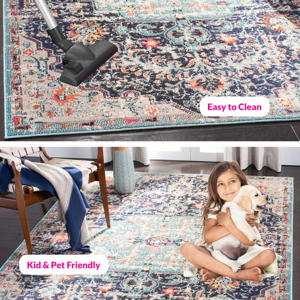 Safavieh Madison Stunning Rectangular Area Rug – Elegant Green & Turquoise Design For Timeless Home Décor Black ,Teal 57% Polypropylene,30% Cotton,13% Polyester Mad447z-4r