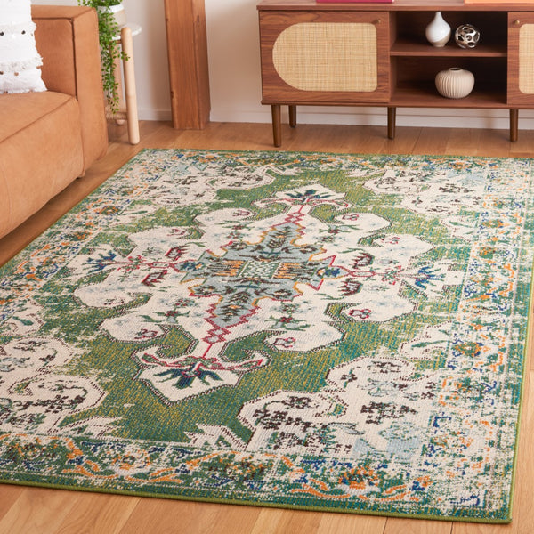 Safavieh Madison 452 Power Loomed 57% Polypropylene, 30% Cotton, 13% Polyester Transitional Rug Green / Aqua MAD452Y-5
