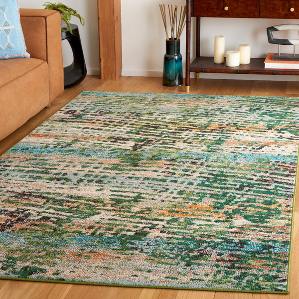 Safavieh Madison 454 Power Loomed Modern Rug Green / Rust 9' x 12'