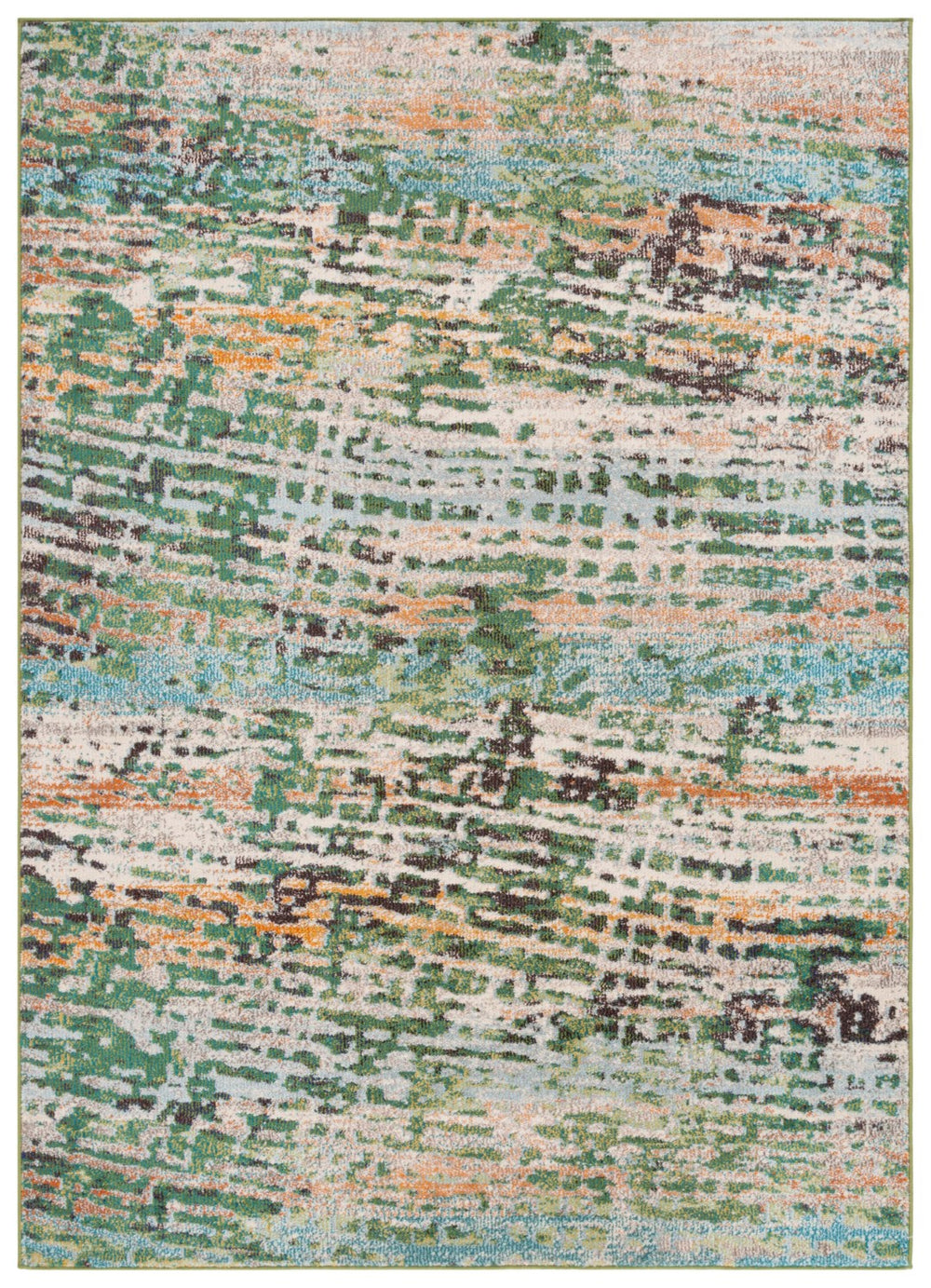 Safavieh Madison 454 Power Loomed 57% Polypropylene, 30% Cotton, 13% Polyester Modern Rug Green / Rust MAD454Y-5
