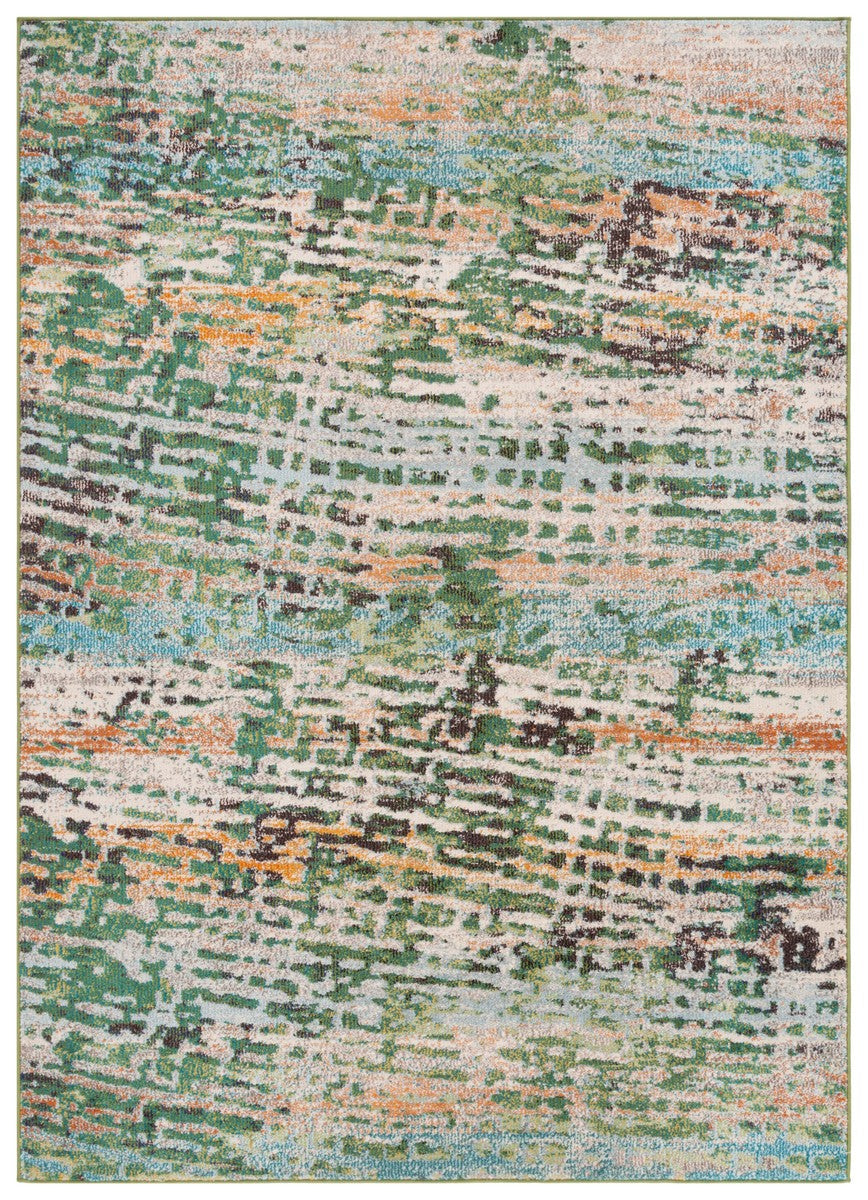 Safavieh Madison 454 Power Loomed Modern Rug Green / Rust 2'-2" x 8'