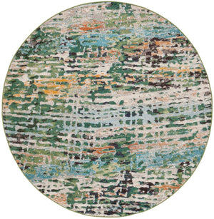 Safavieh Madison 454 Power Loomed Modern Rug Green / Rust 6'-7" x 6'-7" Round