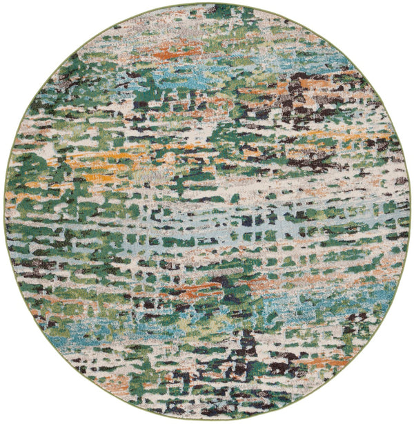 Safavieh Madison 454 Power Loomed Modern Rug Green / Rust 6'-7" x 6'-7" Round