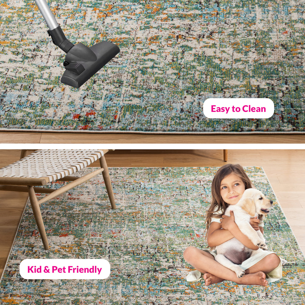 Safavieh Madison Contemporary Area Rug - Vibrant Power Loomed Design For Modern Home Decor And Comfort Green ,Turquoise 57% Polypropylene,30% Cotton,13% Polyester Mad460y-68