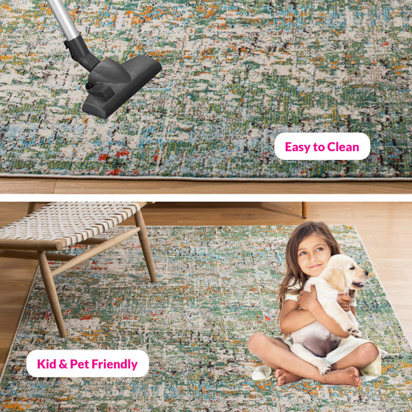 Safavieh Madison Contemporary Area Rug - Vibrant Power Loomed Design For Modern Home Decor And Comfort Green ,Turquoise 57% Polypropylene,30% Cotton,13% Polyester Mad460y-68